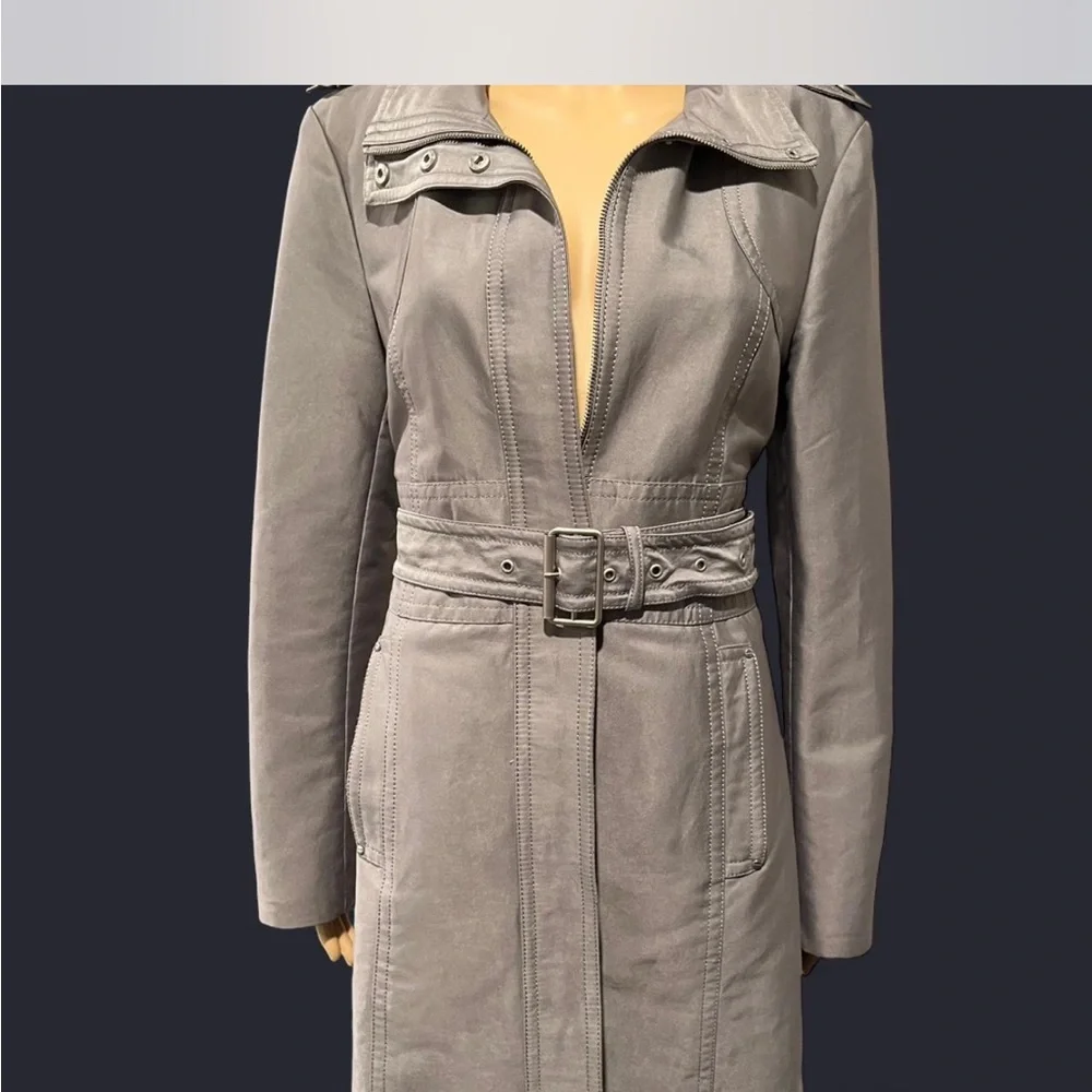 Y2K Kenneth Cole New York Gray Trench Coat - Picture 1 of 8